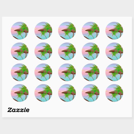 Tropical Island Sunset Sticker (Vel)