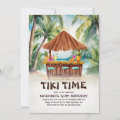 Tropical Island Tiki Bar Beach Verjaardag Kaart (Voorkant)