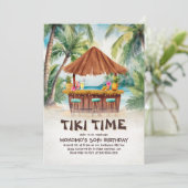 Tropical Island Tiki Bar Beach Verjaardag Kaart (Staand voorkant)