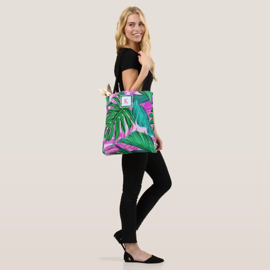 Tropical Island Vibes Monogram Tote Bag (Op model)