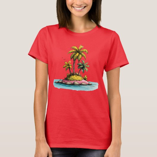 Tropical Island Vibes Palm Tree Graphic T-Shirt (Voorkant)