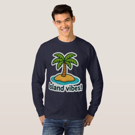 Tropical Island Vibes Palm Tree Sticker T-shirt (Voorkant volledig)