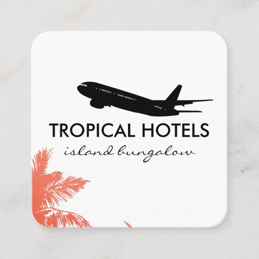 Tropical Island Vliegtuig Icon Travel Agent Vierkante Visitekaartje (Voorkant)