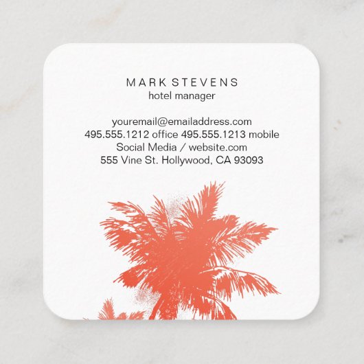 Tropical Island Vliegtuig Icon Travel Agent Vierkante Visitekaartje (Achterkant)