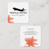 Tropical Island Vliegtuig Icon Travel Agent Vierkante Visitekaartje (Voorkant / Achterkant)