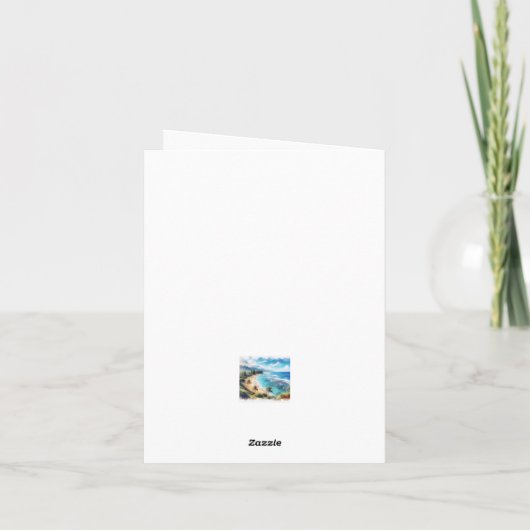 Tropical Island Waterverf kustlandschap Blank Notitiekaartje (Achterkant)