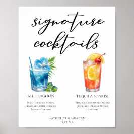 Tropical Island Wedding Signature Cocktails Menu Poster