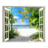 Tropical Island Window Uitzicht Foto Afdruk (Voorkant)