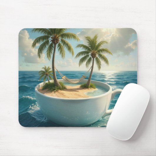 Tropical Island With Hammock in a Teacup Muismat (Met muis)