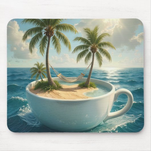 Tropical Island With Hammock in a Teacup Muismat (Voorkant)