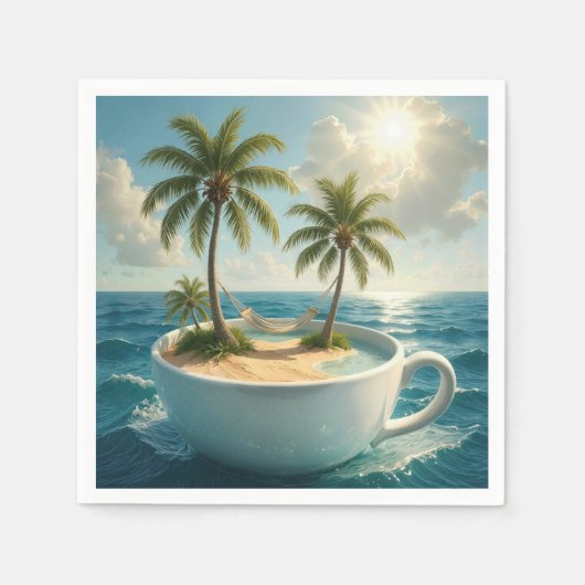 Tropical Island With Hammock in a Teacup Servet (Voorkant)