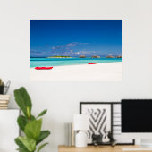 Tropical Island With Sandy Beach With Palm Trees Poster (Thuiskantoor)