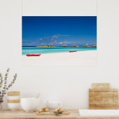 Tropical Island With Sandy Beach With Palm Trees Poster (Keuken)