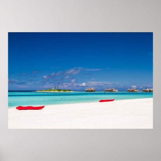 Tropical Island With Sandy Beach With Palm Trees Poster (Voorkant)