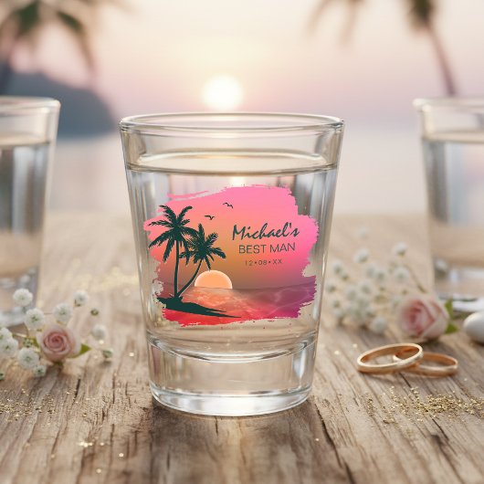 Tropical Isle Getuige of Bruidsjonker Roze ID581 Shot Glas