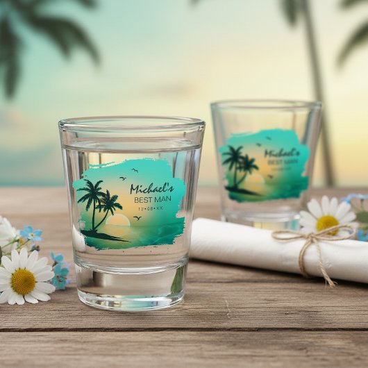 Tropical Isle Getuige of Bruidsjonker Teal ID581 Shot Glas