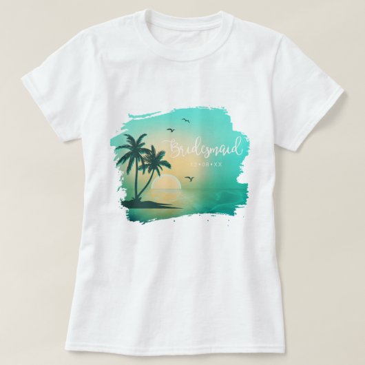 Tropical Isle Sunrise bruidsmeisje Blauwgroen ID58 T-shirt (Design voorkant)