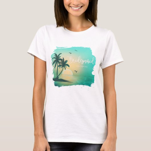 Tropical Isle Sunrise bruidsmeisje Blauwgroen ID58 T-shirt (Voorkant)