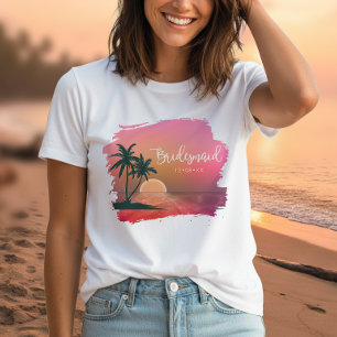Tropical Isle Sunrise Bruidsmeisje Roze ID581 T-shirt
