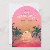 Tropical Isle Sunrise Wedding Pink L2 Arch ID581 Kaart (Voorkant)