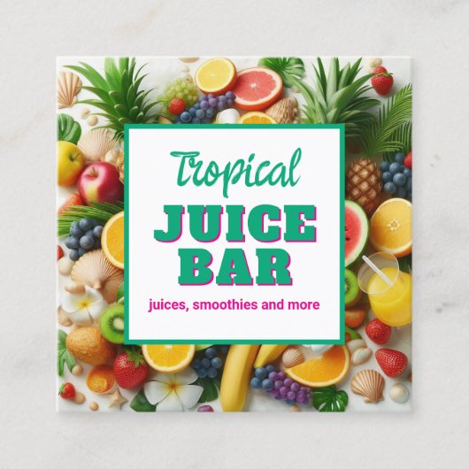 Tropical Juice Blend & Smoothie Juice Bar Vierkante Visitekaartje (Voorkant)