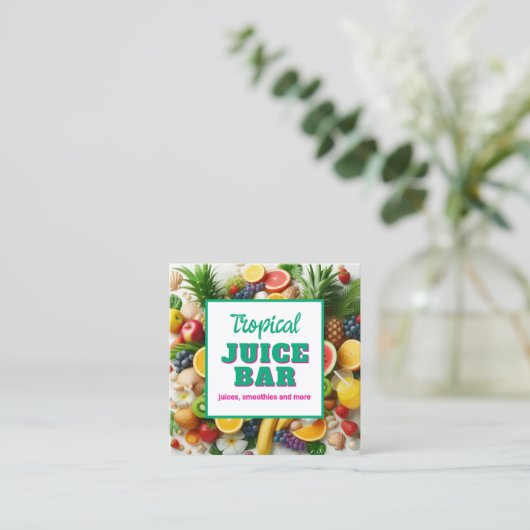 Tropical Juice Blend & Smoothie Juice Bar Vierkante Visitekaartje (Staand voorkant)