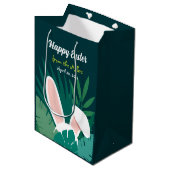 Tropical Jungle Easter Bunny Custom Gift Bag Medium Cadeauzakje (Voorkant Gekanteld)