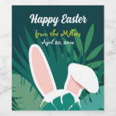 Tropical Jungle Easter Bunny Custom Wine Label Wijn Etiket (Enkel label)