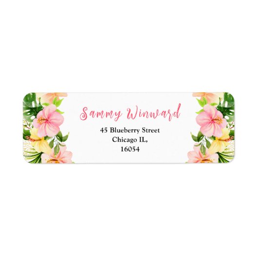 Tropical Jungle Floral and Foliage Bridal Shower Etiket (Voorkant)