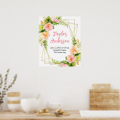 Tropical Jungle Floral Baby Birth Stats Poster (Keuken)