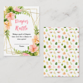 Tropical Jungle Floral Baby Shower Diaper Raffle Informatiekaartje