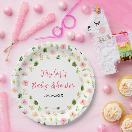 Tropical Jungle Floral Baby Shower Papieren Bordje (Feest)