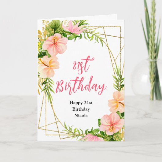 Tropical Jungle Floral Birthday Kaart (Voorkant)