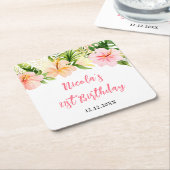 Tropical Jungle Floral Birthday Kartonnen Onderzetters (Schuin)