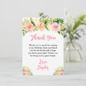 Tropical Jungle Floral Birthday Party Bedankkaart (Staand voorkant)