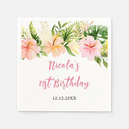 Tropical Jungle Floral Birthday Servet (Voorkant)