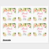 Tropical Jungle Floral Birthday Thank You Vierkante Sticker (Vel)