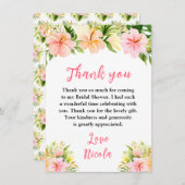 Tropical Jungle Floral Bridal Shower Bedankkaart (Voorkant / Achterkant)