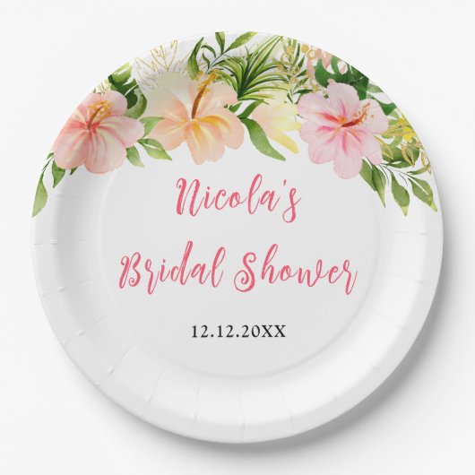 Tropical Jungle Floral Bridal Shower Papieren Bordje (Voorkant)