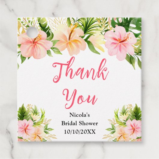 Tropical Jungle Floral Bridal Shower Thank You Bedankjes Labels (Voorkant)