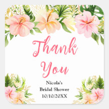 Tropical Jungle Floral Bridal Shower Thank You