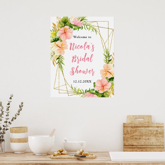 Tropical Jungle Floral Bridal Shower Welcome Poster (Keuken)