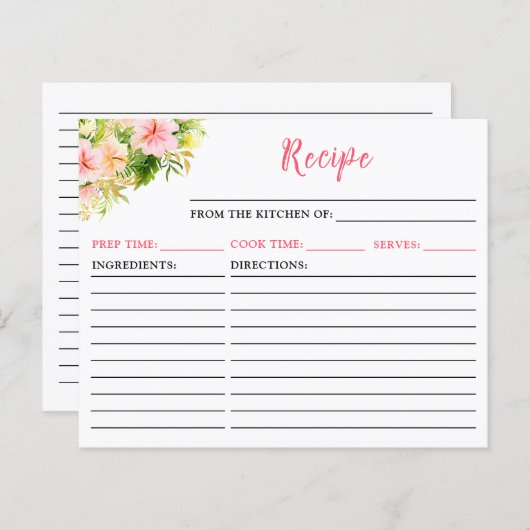 Tropical Jungle Floral Recipe Card (Voorkant / Achterkant)