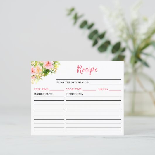 Tropical Jungle Floral Recipe Card (Staand voorkant)