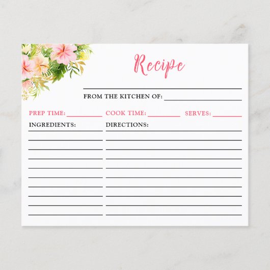 Tropical Jungle Floral Recipe Card (Voorkant)