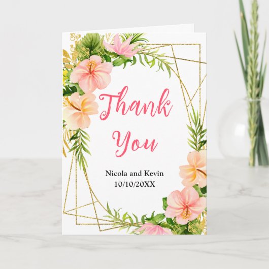 Tropical Jungle Floral Wedding Bedankkaart (Voorkant)
