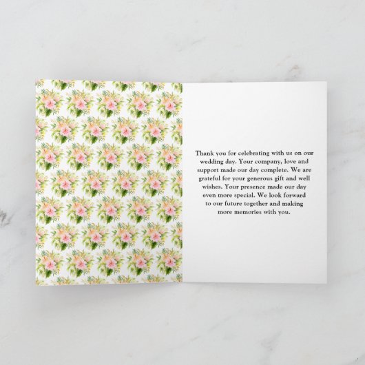 Tropical Jungle Floral Wedding Bedankkaart (Binnen)