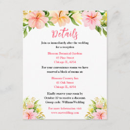 Tropical Jungle Floral Wedding Details Informatiekaartje