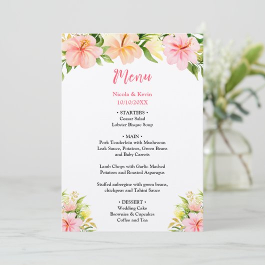 Tropical Jungle Floral Wedding Menu (Staand voorkant)