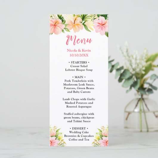 Tropical Jungle Floral Wedding Menu (Staand voorkant)